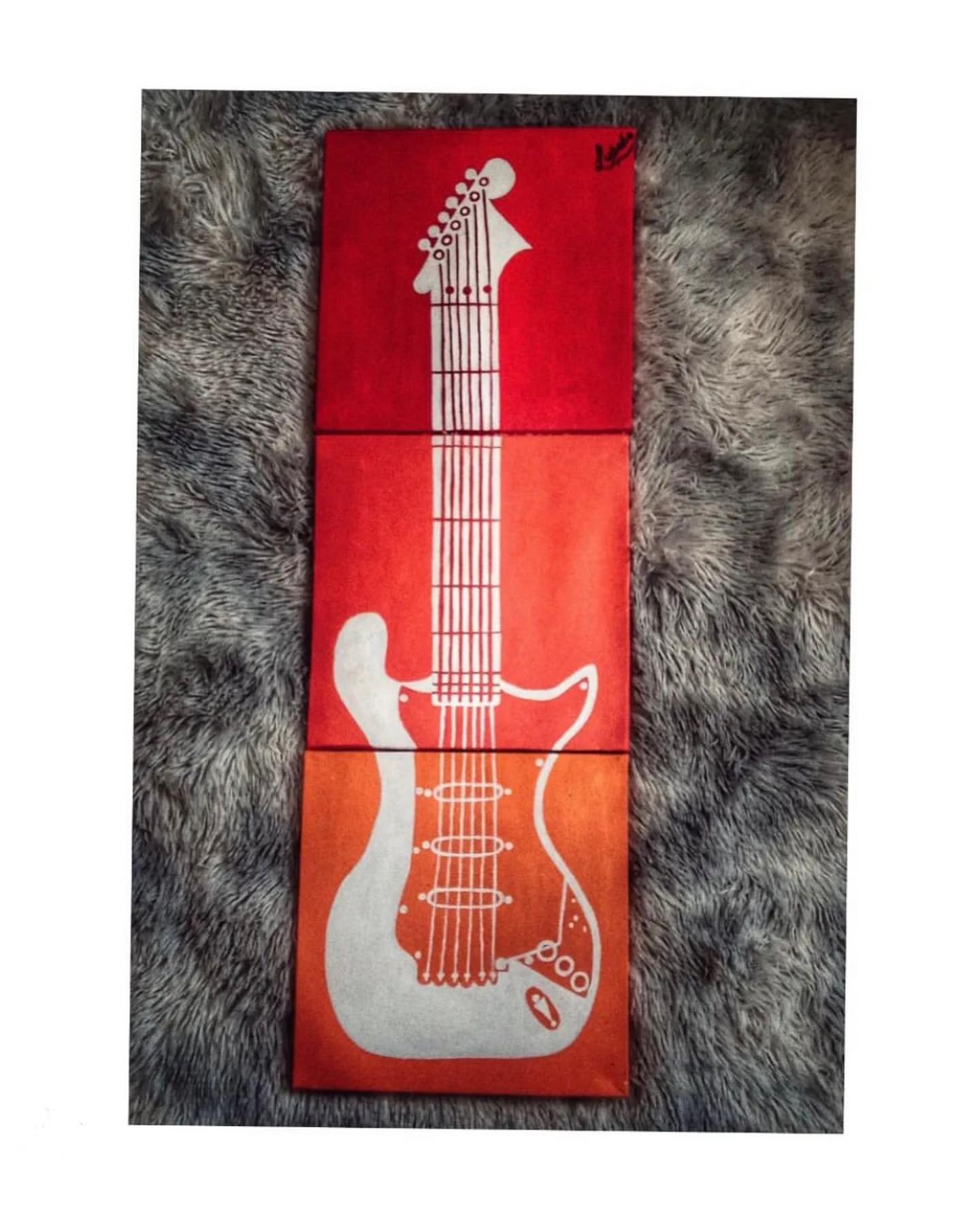 Three-Panel Guitar Canvas – Handmade Original Art