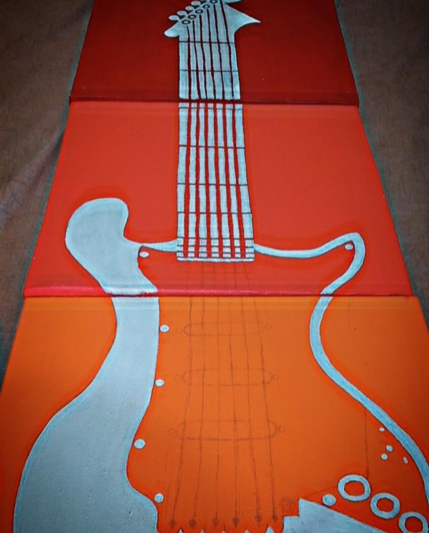 Three-Panel Guitar Canvas – Handmade Original Art