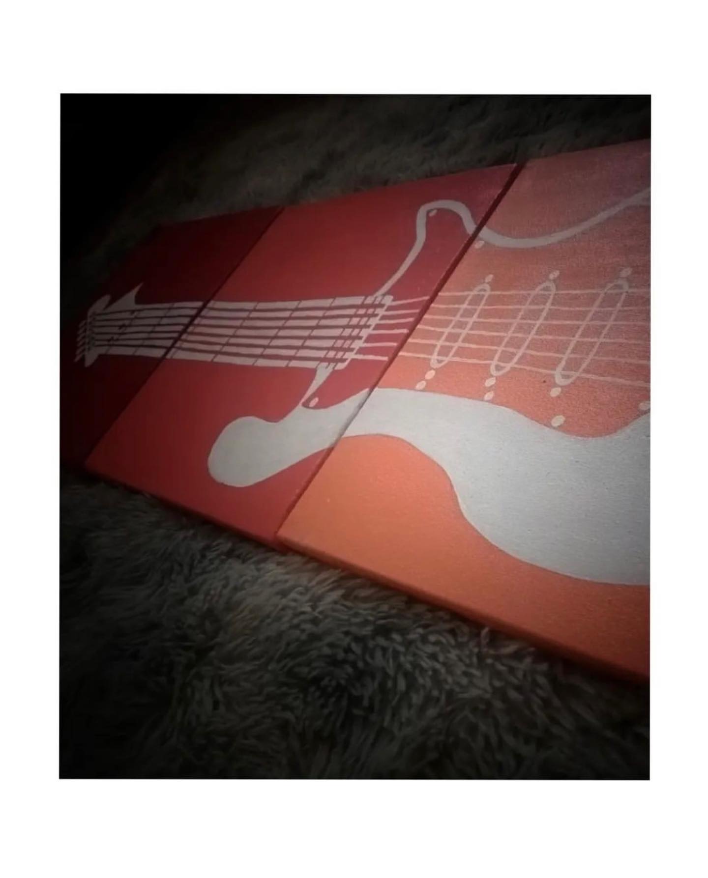 Three-Panel Guitar Canvas – Handmade Original Art