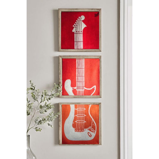 Three-Panel Guitar Canvas – Handmade Original Art